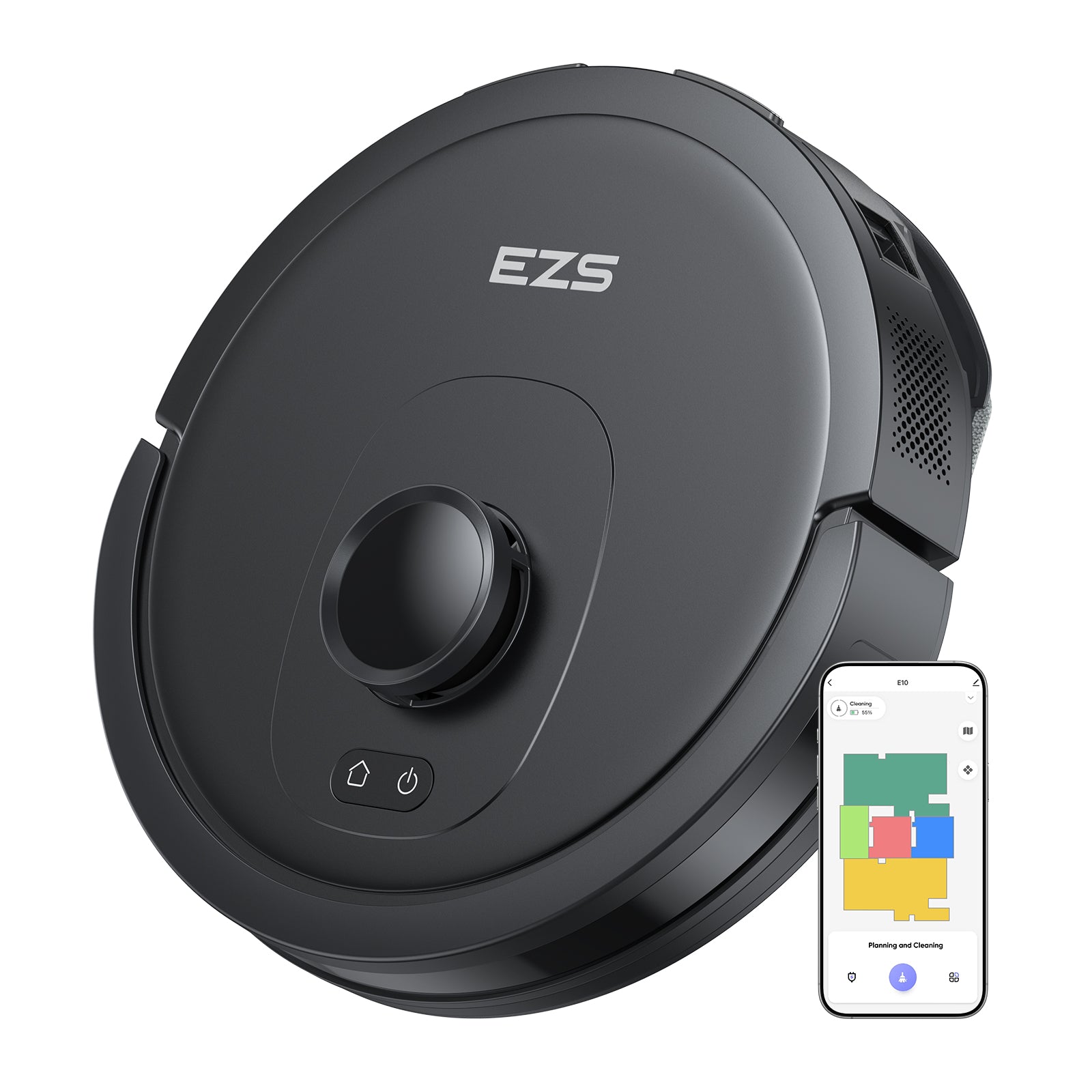 EZS E10 Robot Vacuum Cleaner®, 5,500 Pa Ultra Strong Suction, iPath Laser Navigation, for Deep Floor Cleaning, Ideal for Hair and Hard Floors
