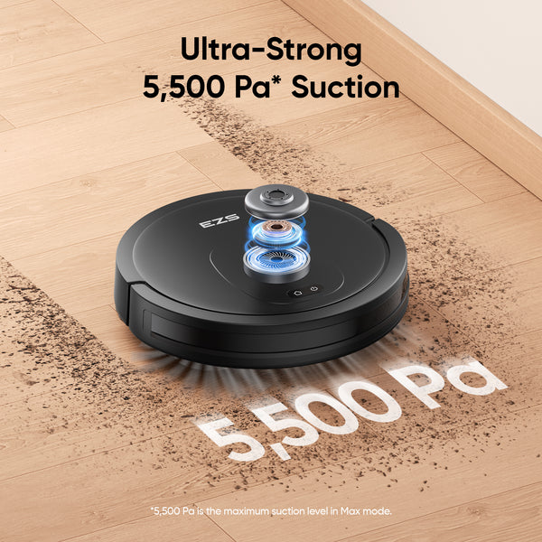 EZS E10 Robot Vacuum Cleaner®, 5,500 Pa Ultra Strong Suction, iPath Laser Navigation, for Deep Floor Cleaning, Ideal for Hair and Hard Floors
