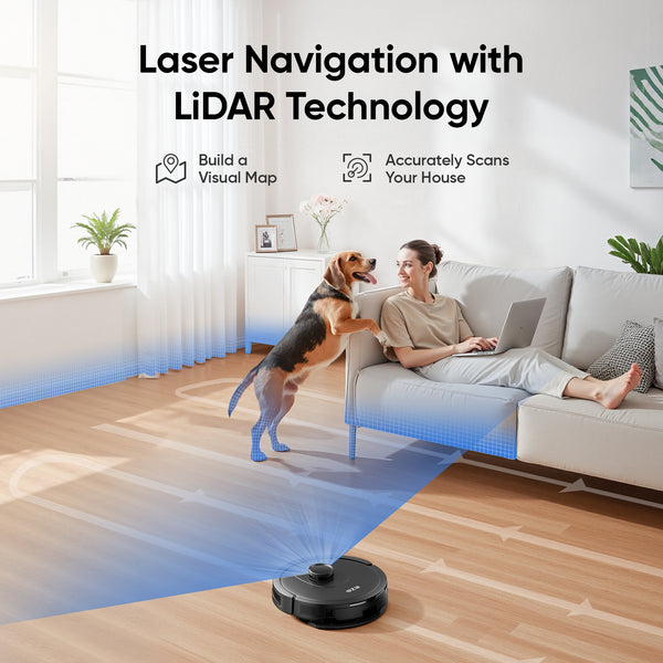 EZS E10 Robot Vacuum Cleaner®, 5,500 Pa Ultra Strong Suction, iPath Laser Navigation, for Deep Floor Cleaning, Ideal for Hair and Hard Floors