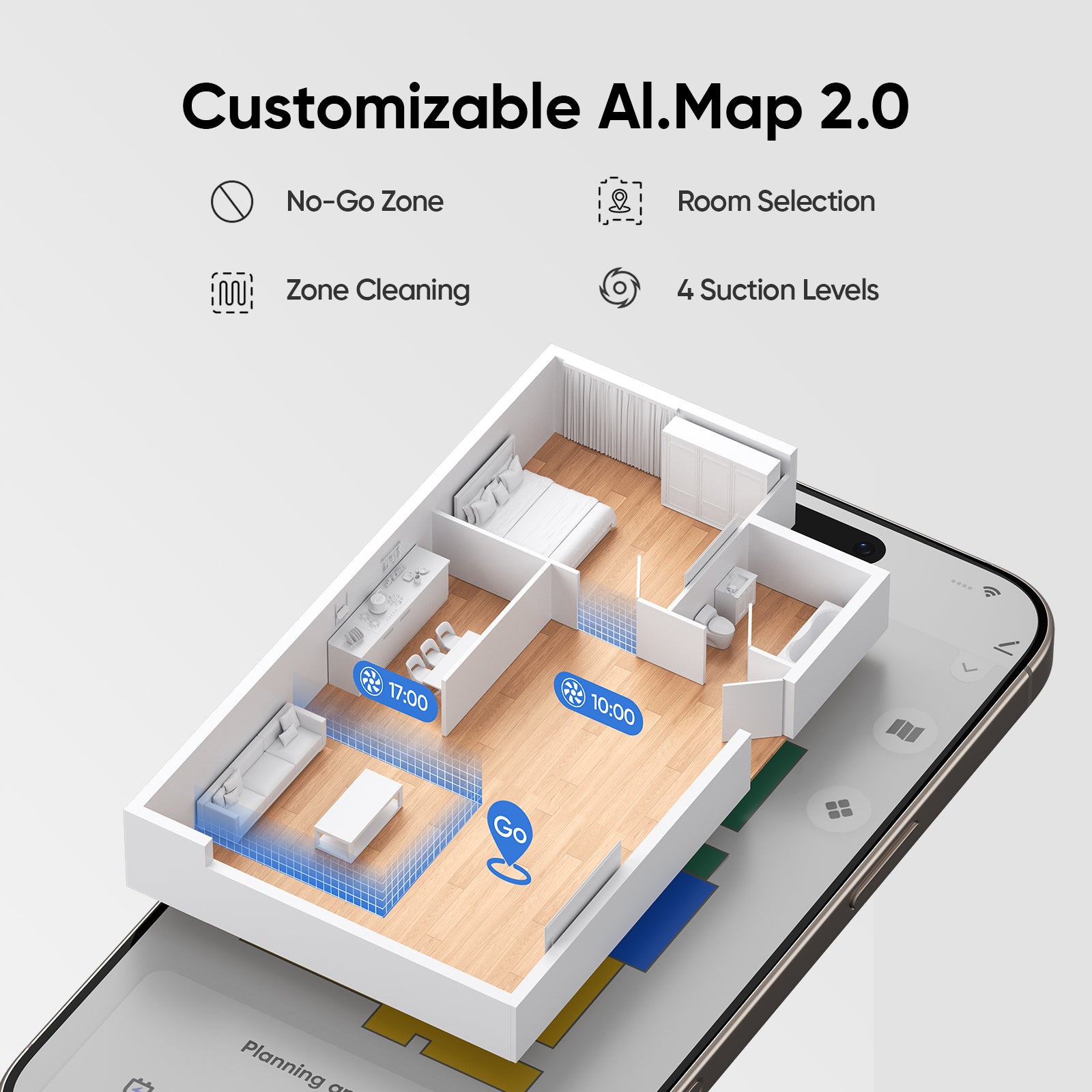 EZS E10 Robot Vacuum Cleaner®, 5,500 Pa Ultra Strong Suction, iPath Laser Navigation, for Deep Floor Cleaning, Ideal for Hair and Hard Floors