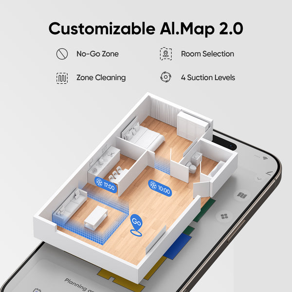 EZS E10 Robot Vacuum Cleaner®, 5,500 Pa Ultra Strong Suction, iPath Laser Navigation, for Deep Floor Cleaning, Ideal for Hair and Hard Floors